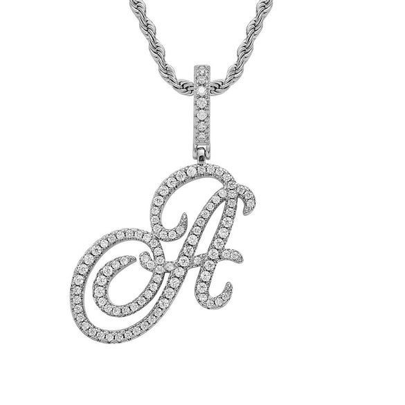 Wholesale Hip Hop Copper Pendant Necklace With Micropaved Zirconia And English Letter Pattern