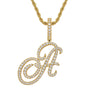 Wholesale Hip Hop Copper Pendant Necklace With Micropaved Zirconia And English Letter Pattern