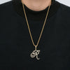 Wholesale Hip Hop Copper Pendant Necklace With Micropaved Zirconia And English Letter Pattern