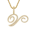 Wholesale Hip Hop Copper Pendant Necklace With Micropaved Zirconia And English Letter Pattern