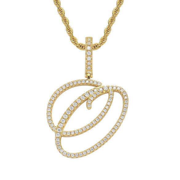 Wholesale Hip Hop Copper Pendant Necklace With Micropaved Zirconia And English Letter Pattern