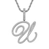 Wholesale Hip Hop Copper Pendant Necklace With Micropaved Zirconia And English Letter Pattern
