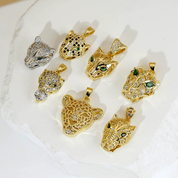 Wholesale Hip Hop Copper Plated Real Gold Animals Zodiac Pendant Accessories Clavicle Chain Earrings Stud