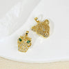 Wholesale Hip Hop Copper Plated Real Gold Animals Zodiac Pendant Accessories Clavicle Chain Earrings Stud