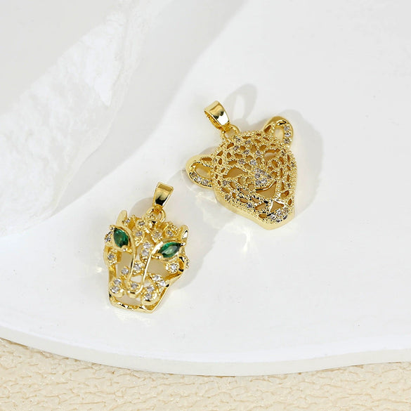 Wholesale Hip Hop Copper Plated Real Gold Animals Zodiac Pendant Accessories Clavicle Chain Earrings Stud