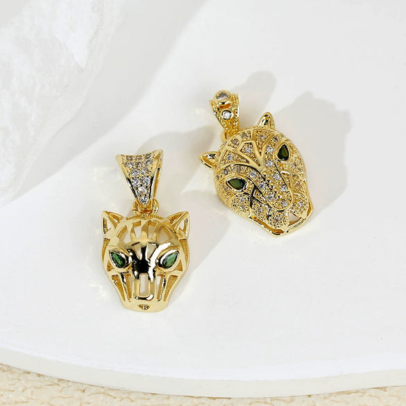 Wholesale Hip Hop Copper Plated Real Gold Animals Zodiac Pendant Accessories Clavicle Chain Earrings Stud