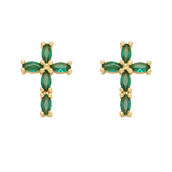 Wholesale Hip Hop Cross Earrings For Women Copper Inlaid With Zircon