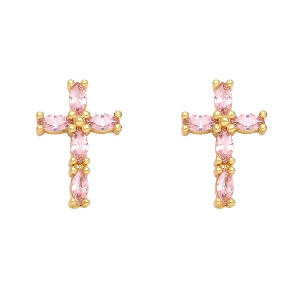 Wholesale Hip Hop Cross Earrings For Women Copper Inlaid With Zircon