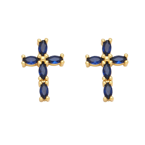 Wholesale Hip Hop Cross Earrings For Women Copper Inlaid With Zircon