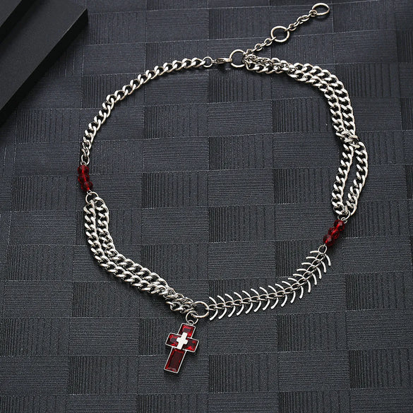 Wholesale Hip-hop Cross Titanium Steel Plating Inlay Zircon Pendant Necklace