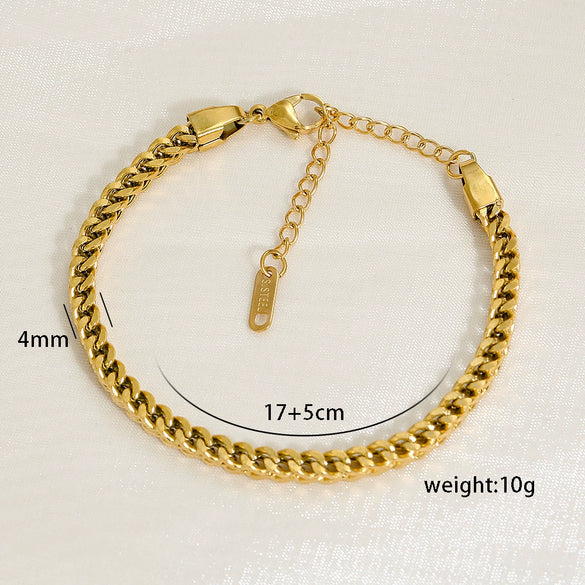 Wholesale Hip Hop Cuban Bracelet Stainless Steel Gold Plated Vshaped Double Row Unisex Distinctive Light Luxury Retro