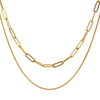 Wholesale Hip Hop Double Layer Stacked Geometric Clavicle Chain Necklace Stainless Steel And Titanium Steel With Electroplating For Women