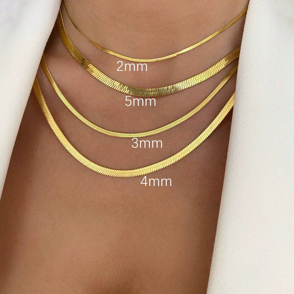Wholesale Hip Hop Double Layer Stacked Unisex Necklace In Geometric Pattern Titanium Steel Snake Bone Chain With Polishing Treatment