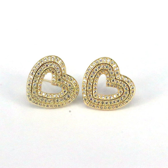 Wholesale Hip Hop Earrings Copper Heart Shape Micro Inlaid Zircon Retro Light Luxury For Women