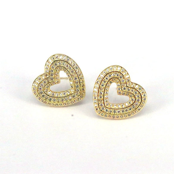 Wholesale Hip Hop Earrings Copper Heart Shape Micro Inlaid Zircon Retro Light Luxury For Women