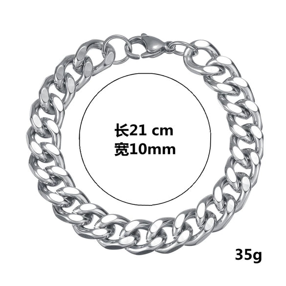Wholesale Hip Hop Fashion Cool Street Stainless Steel Geometric Polished Unisex Bracelet
