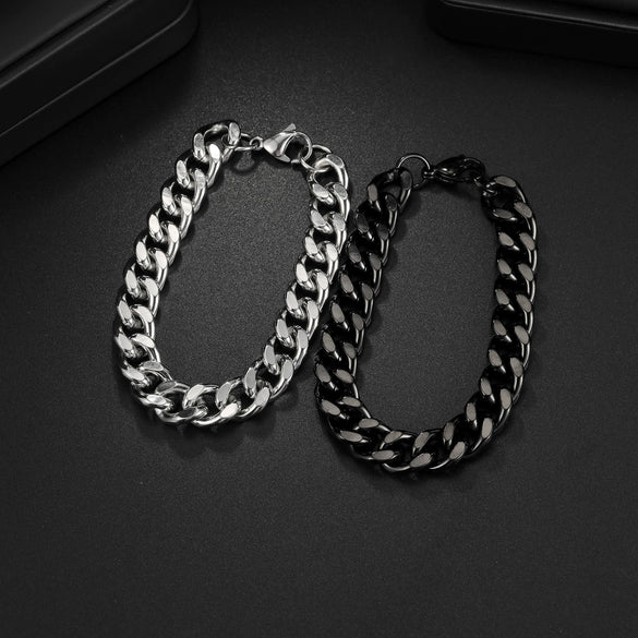 Wholesale Hip Hop Fashion Cool Street Stainless Steel Geometric Polished Unisex Bracelet
