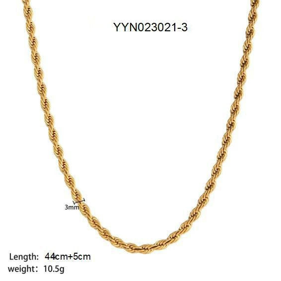 Wholesale Hip Hop Fashion Twist Chain Stainless Steel Necklace With Geometric Design And Electroplating For Women