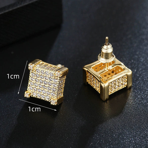 Wholesale Hip Hop Geometric Copper Inlaid With Zircon Earrings