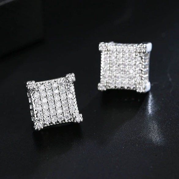 Wholesale Hip Hop Geometric Copper Inlaid With Zircon Earrings