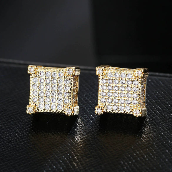 Wholesale Hip Hop Geometric Copper Inlaid With Zircon Earrings