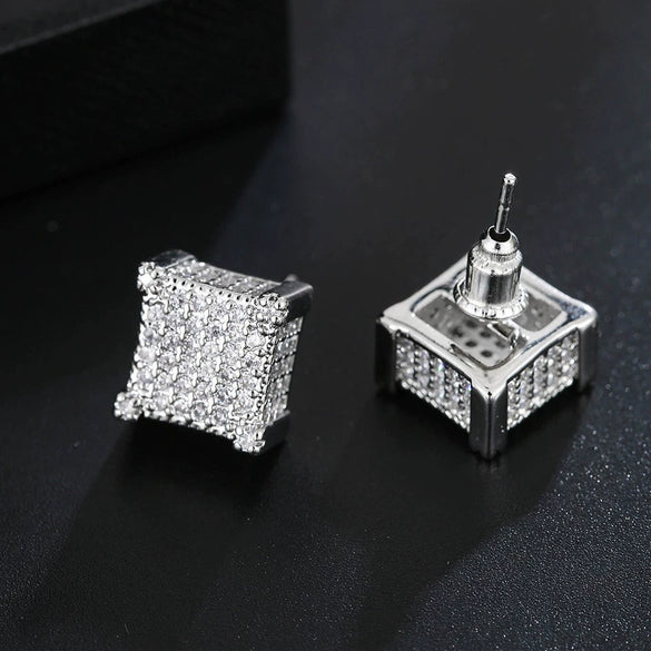 Wholesale Hip Hop Geometric Copper Inlaid With Zircon Earrings