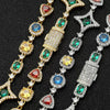 Wholesale Hip Hop Jewelry Copper Gemstone And Zirconia Necklace And Bracelet For Unisex