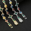 Wholesale Hip Hop Jewelry Copper Gemstone And Zirconia Necklace And Bracelet For Unisex