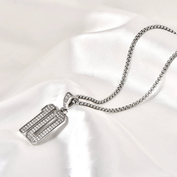 Wholesale Hip Hop Jewelry Titanium Steel Goldplated Geometric Diamondembedded Necklace