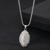 Wholesale Hip Hop Jewelry Zinc Alloy Gold Plated Geometric Rhinestone Rugby Pendant Necklace For Women