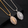 Wholesale Hip Hop Jewelry Zinc Alloy Gold Plated Geometric Rhinestone Rugby Pendant Necklace For Women