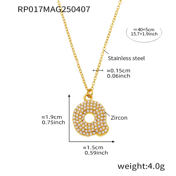 Wholesale Hip Hop Light Luxury Geometric Letter Zircon Stainless Steel Necklace With Electroplating