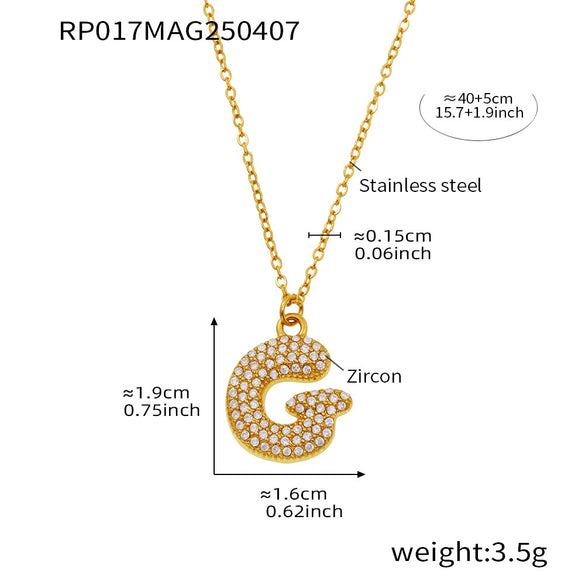 Wholesale Hip Hop Light Luxury Geometric Letter Zircon Stainless Steel Necklace With Electroplating