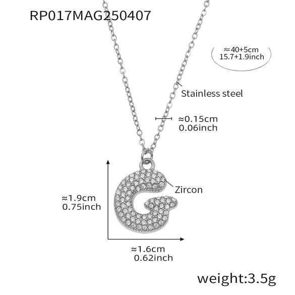 Wholesale Hip Hop Light Luxury Geometric Letter Zircon Stainless Steel Necklace With Electroplating