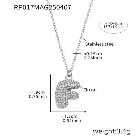 Wholesale Hip Hop Light Luxury Geometric Letter Zircon Stainless Steel Necklace With Electroplating
