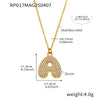 Wholesale Hip Hop Light Luxury Geometric Letter Zircon Stainless Steel Necklace With Electroplating