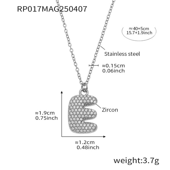 Wholesale Hip Hop Light Luxury Geometric Letter Zircon Stainless Steel Necklace With Electroplating