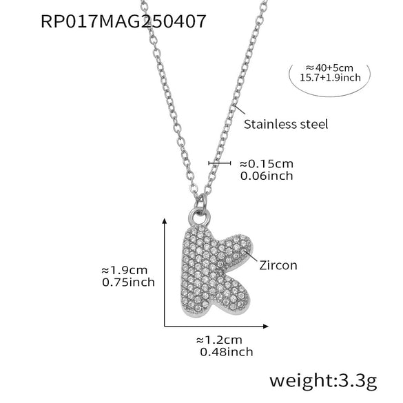 Wholesale Hip Hop Light Luxury Geometric Letter Zircon Stainless Steel Necklace With Electroplating