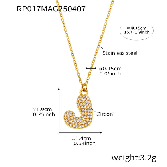 Wholesale Hip Hop Light Luxury Geometric Letter Zircon Stainless Steel Necklace With Electroplating