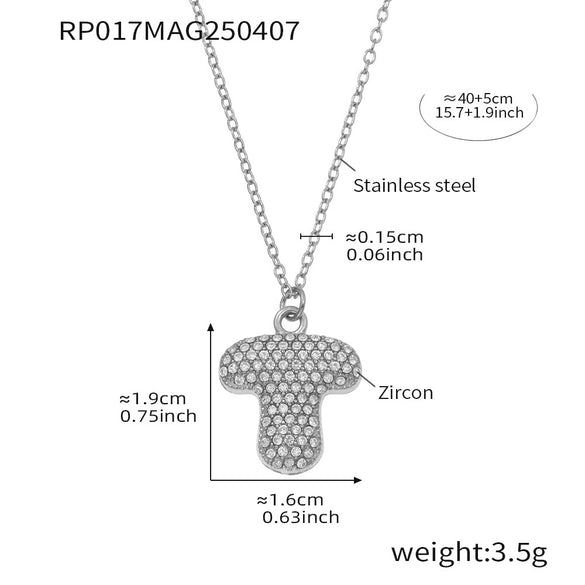 Wholesale Hip Hop Light Luxury Geometric Letter Zircon Stainless Steel Necklace With Electroplating