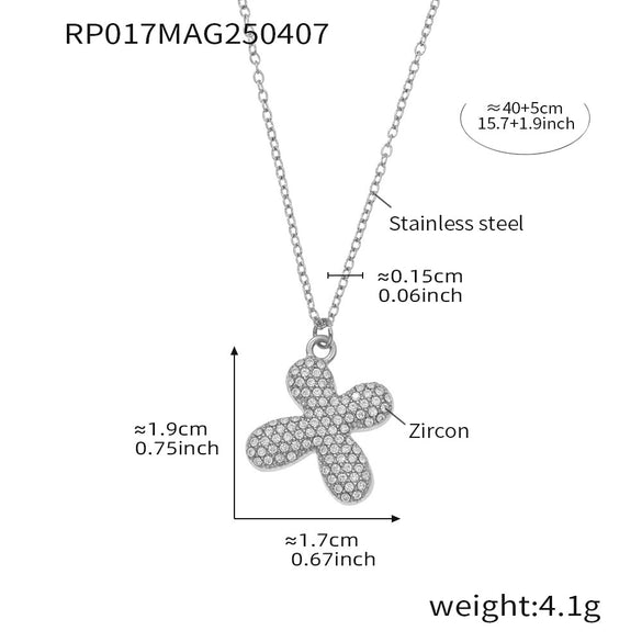 Wholesale Hip Hop Light Luxury Geometric Letter Zircon Stainless Steel Necklace With Electroplating