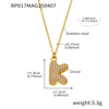 Wholesale Hip Hop Light Luxury Geometric Letter Zircon Stainless Steel Necklace With Electroplating