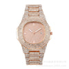Wholesale Hip Hop Men's Alloy Strap Rectangle Dial Full Diamond Quartz Calendar Watch