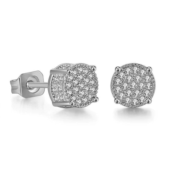 Wholesale Hip Hop Men's Earrings Copper Geometric Micro Inlaid Zircon Electroplated