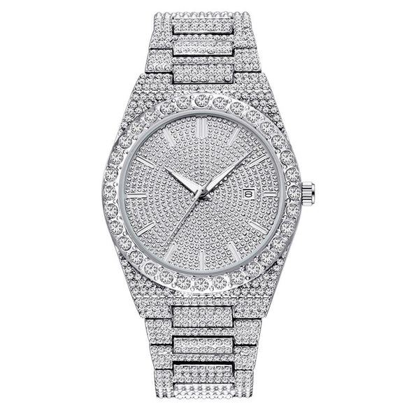 Wholesale Hip Hop Men's Quartz Watch With Printed Logo Alloy Case And Strap Round Dial