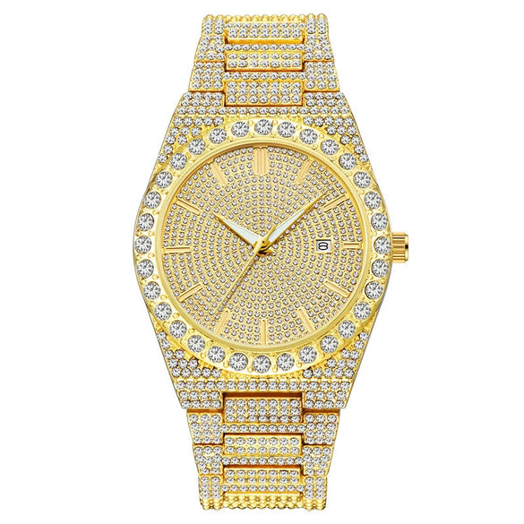 Wholesale Hip Hop Men's Quartz Watch With Printed Logo Alloy Case And Strap Round Dial