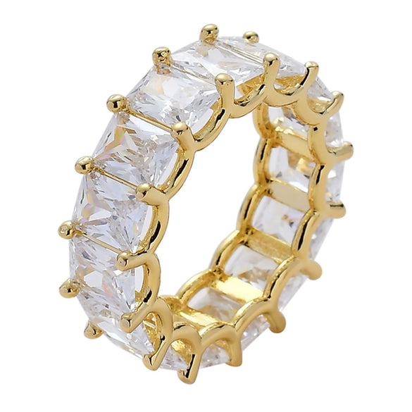 Wholesale Hip Hop Men's Ring Copper Geometric Microinlaid Zircon