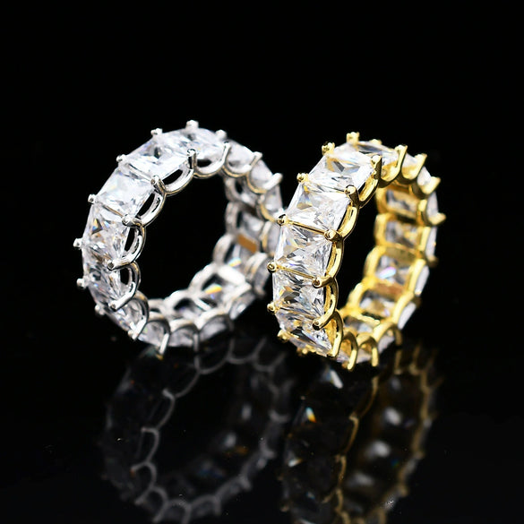 Wholesale Hip Hop Men's Ring Copper Geometric Microinlaid Zircon