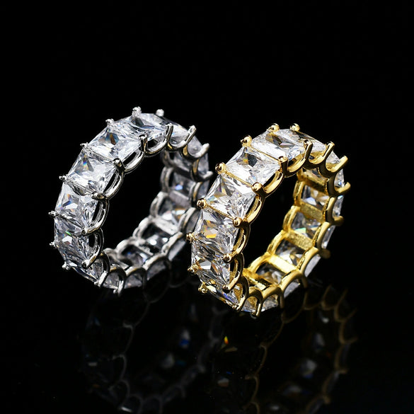 Wholesale Hip Hop Men's Ring Copper Geometric Microinlaid Zircon