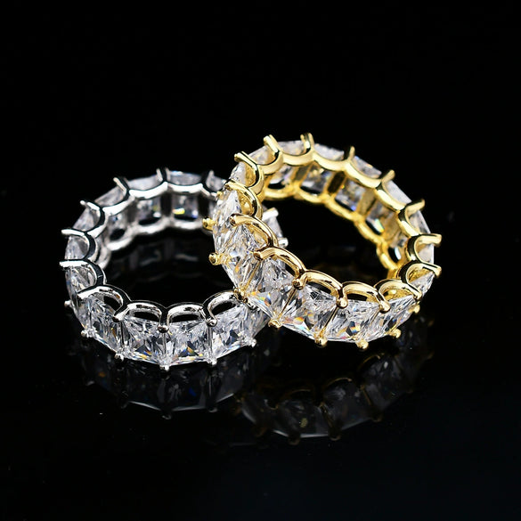 Wholesale Hip Hop Men's Ring Copper Geometric Microinlaid Zircon